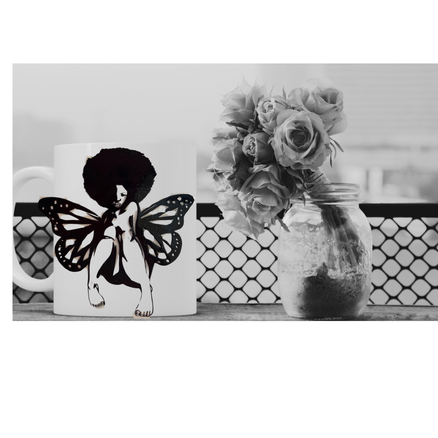 Black Woman Butterfly Kup
