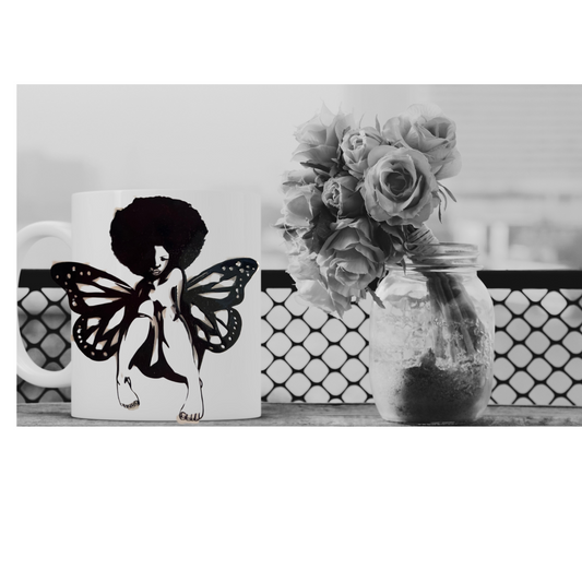 Black Woman Butterfly Kup